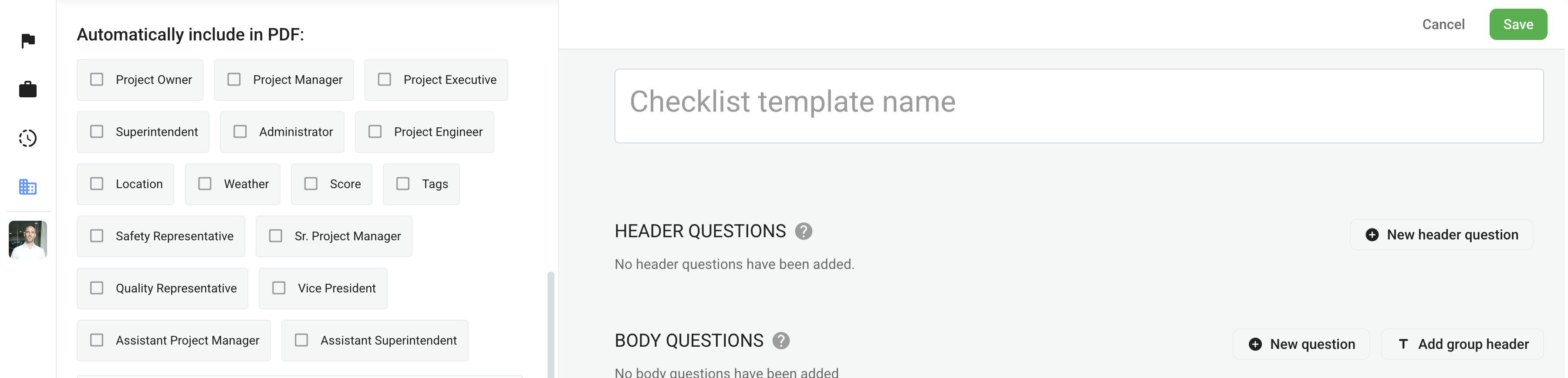 Checklist Automatically Include)