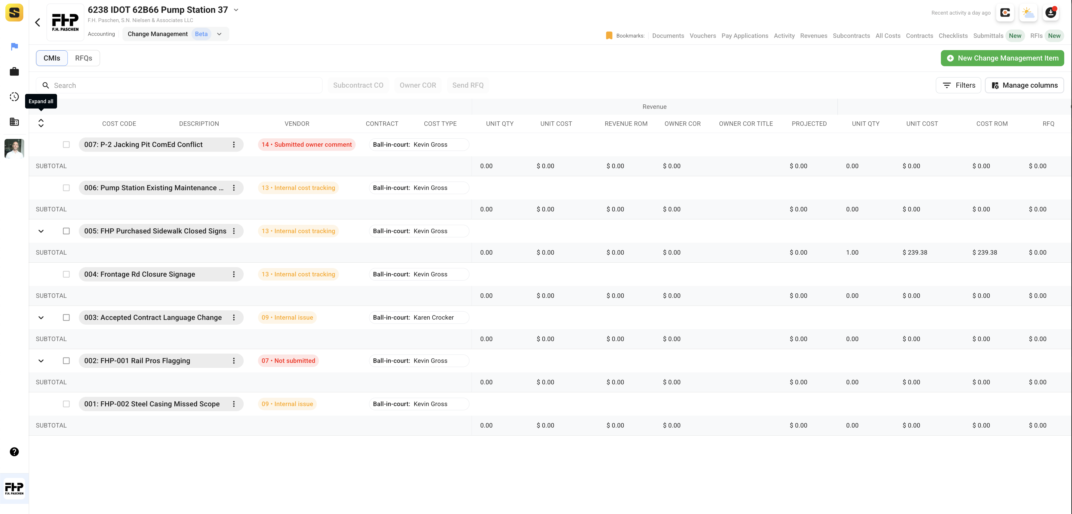 Change Management Tab Collapsed)