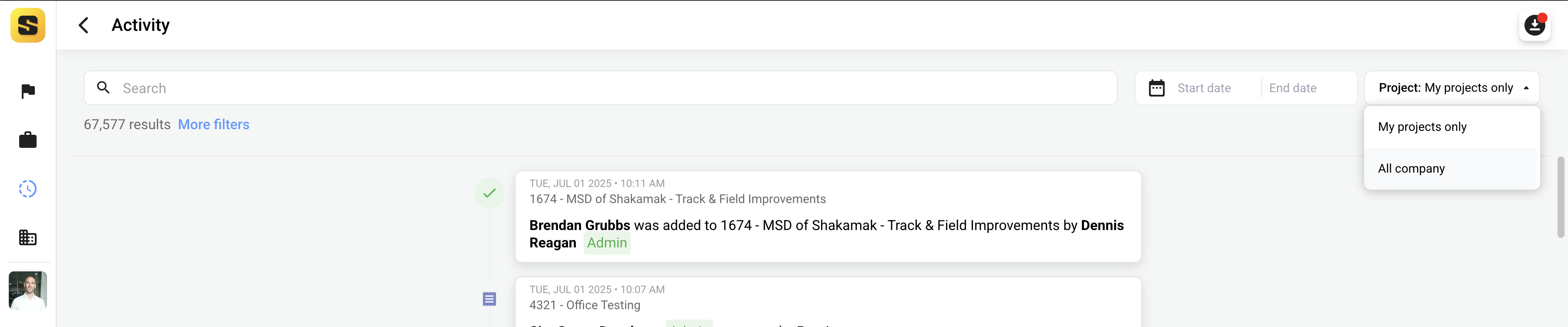 Company Activity Toggle