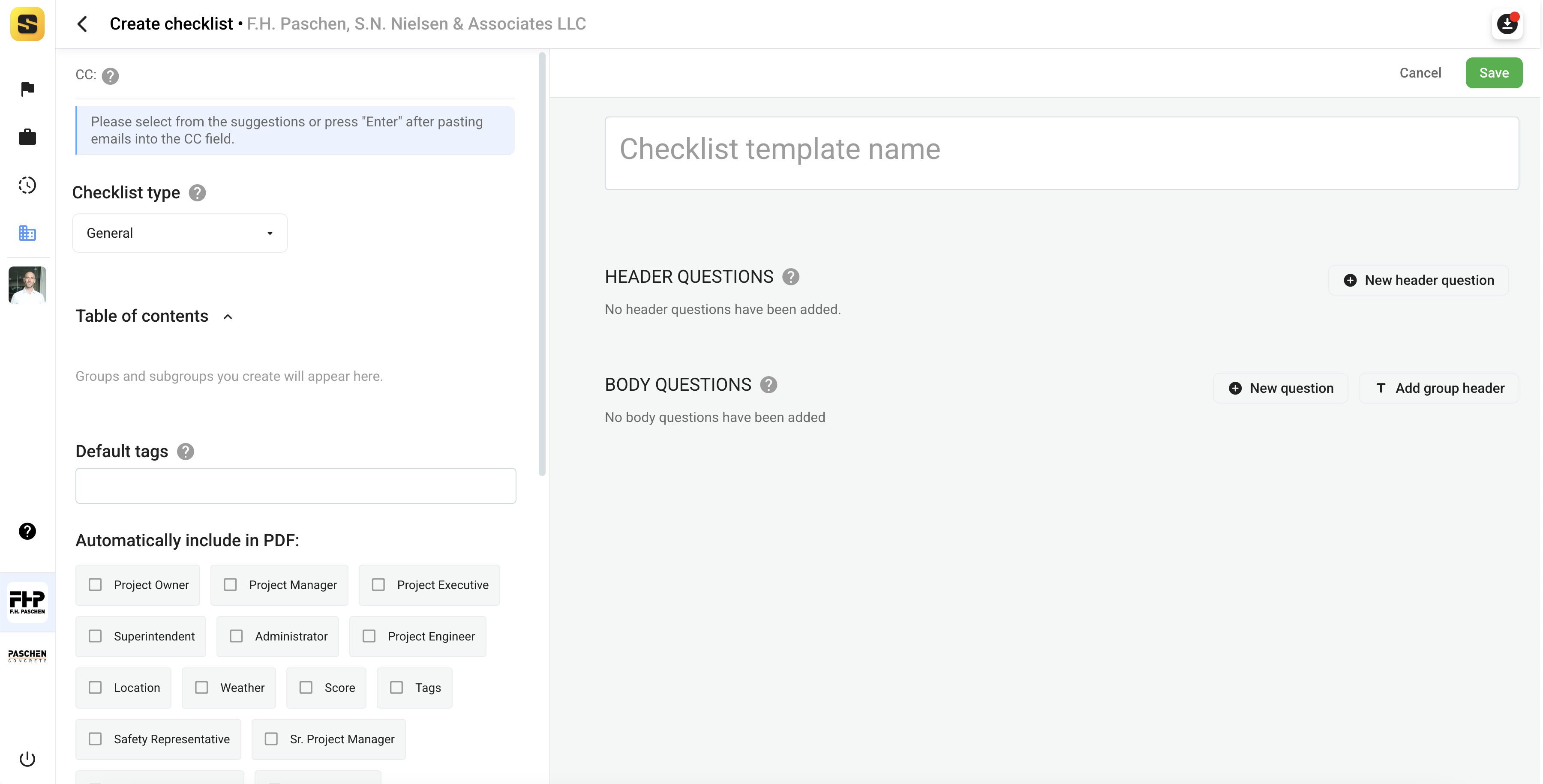 Create New Checklist)