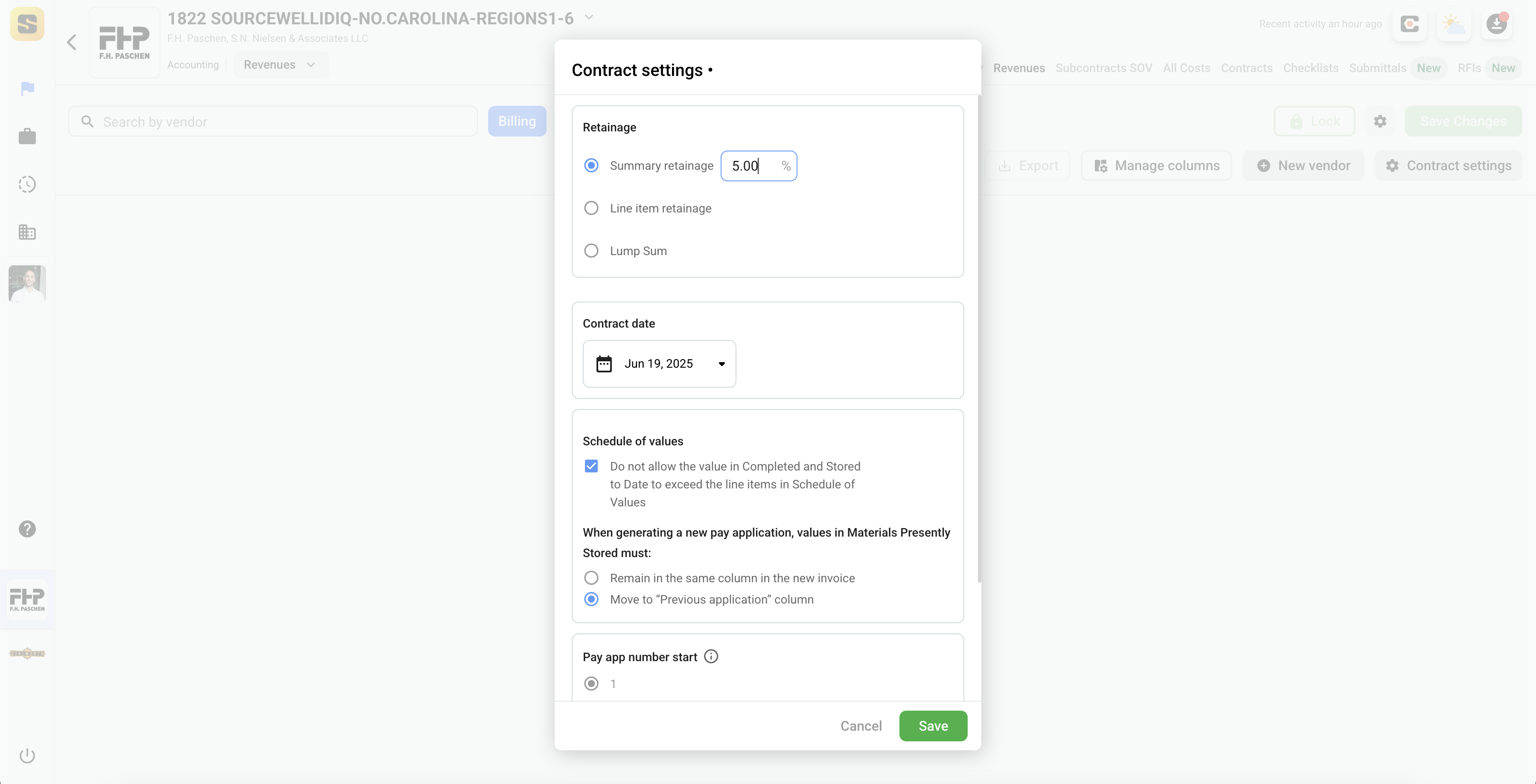 Revenues Settings)